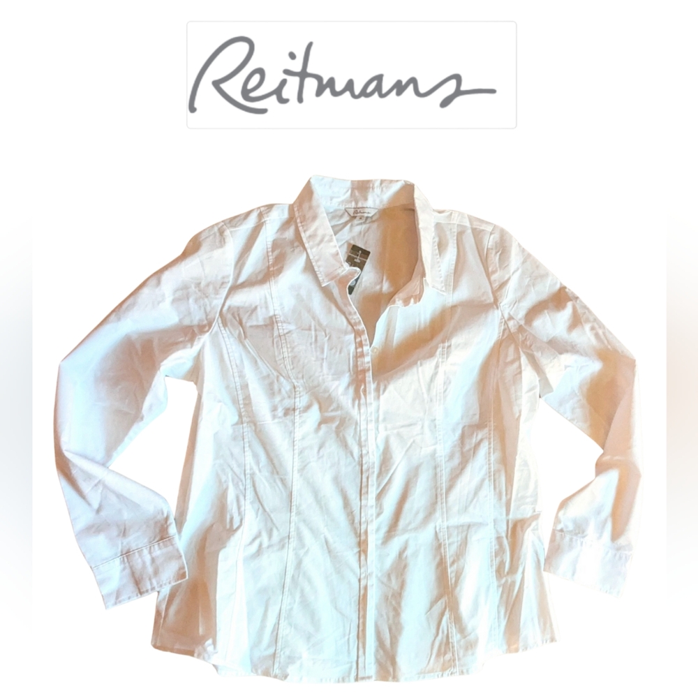 Reitmans size 15 NWT, crisp white classic button up blouse